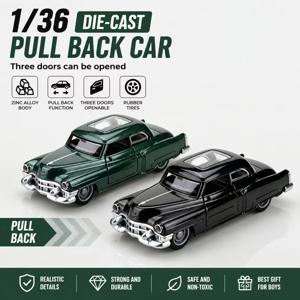 (봉지포장) 1/36 스케일 시리즈 62 3도어 풀백 자동차 모형, 다이캐스트 금속, 레트로 스타일 남자아이 장난감, 3도어 개폐 가능.
