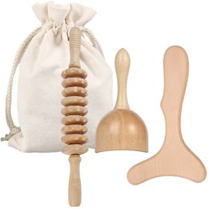 1pc/3pcs 우드 롤러 마사지 도구 림프 배수 Maderoterapia 나무 마사지 Gua Sha 도구 바디 컨투어링 쉐이핑