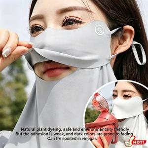 여성용 여름 아이스 실크 자외선 차단 마스크 UPF50+ 안티 UV 발라클라바 스카프 야외 사이클링 하이킹 360 °   얼굴 목 커버