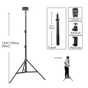 200cm 사진 삼각대 라이트 스탠드(1/4 나사 헤드 포함) 조정 가능한 라이트 스탠드 사진 삼각대(전화 링 라이트 사진 스튜디오용)