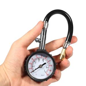 범용 타이어 공기압 모니터, 0-100PSI 고정밀 롱 튜브 타이어 게이지 (자동차 및 오토바이용)
