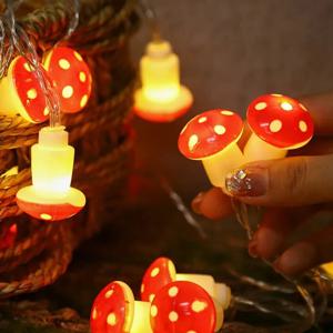 20LED 버섯 모양 LED 요정 조명 USB/배터리 전원 스트링 조명, 가정, 침실, 파티, 결혼식, 실내 장식용 장식 램프