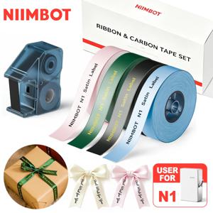 NIIMBOT N1 B18 컬러 새틴 리본 라벨 생일 선물용 특수 카본 리본 메리 크리스마스 파티 꽃 웨딩 장식