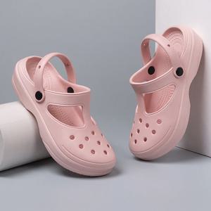 Bebealy 패션 두꺼운 단독 슬리퍼 여성 야외 내마 모성 레저 샌들 클래식 EVA 신발 방수 비치 신발 여성