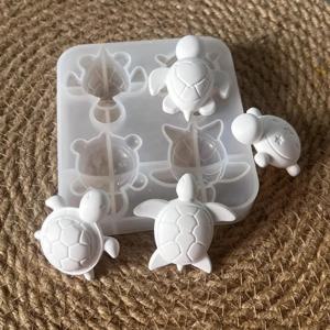 네 마리 거북이 플라스터 실리콘 몰드 DIY 하트 스타 텍스처 쉘 장식품 에폭시 레진 몰드 향기로운 동물 양초 비누 몰드