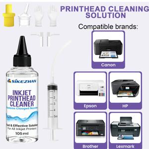 SIKEZHAN 잉크젯 프린트헤드 청소 키트 (엡손, HP용) - 100ml 프린터 헤드 클리너액 & 5ml 주사기, 막힘 수리 노즐 플러시