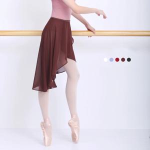 여성용 댄스 스커트 쉬폰 발레 스커트 Tulle 스커트 블랙 수영복 커버 댄스 의상 소녀 성인 트레이닝 스커트
