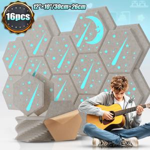 Meteor DIY 16Pcs 어쿠스틱 패널 방음 패널 고밀도 육각형 디자인 불연성 소음 흡수 에코 제거