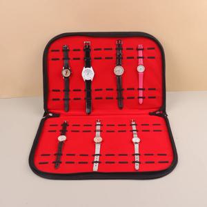 다기능 휴대용 시계 스트랩 주최자 가죽 및 플란넬 시계, 여행 케이스 파우치, 블랙 레드 T1301 도매