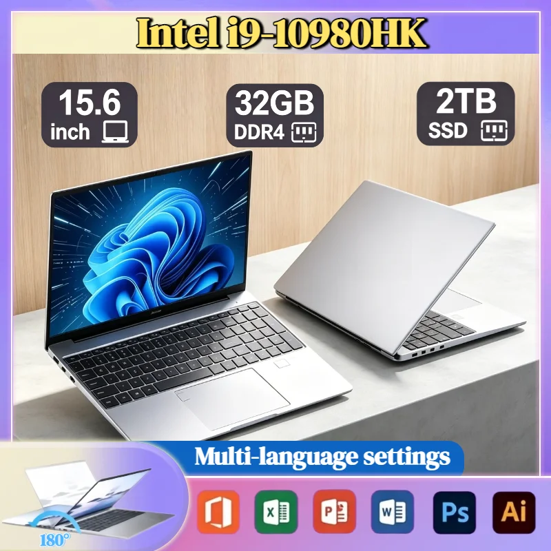 인텔 코어 i9 10980HK 15.6인치 게이밍 노트북 32GB 램 2TB SSD 지문인식 잠금해제 WiFi 6 4K 울트라북 프로 맥스 스피드