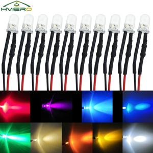 10Pcs 3mm 5mm 라운드 LED 12V 20cm 사전 유선 흰색 파란색 노란색 다이오드 램프 DIY 빌보드 장식 조명 방출 다이오드 전구