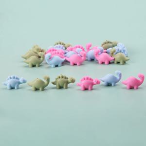 LOFCA 24Pcs 식품 학년 미니 실리콘 공룡 구슬 귀여운 만화 설치류 BPA 무료 젖니가 남 목걸이 케어 DIY 쥬얼리 완구