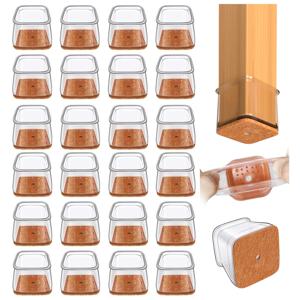 24pcs 정사각형 의자 다리 바닥 보호대, 나무 바닥용 가구 패드, 의자 다리용 가구 슬라이더, 실리콘 다리 캡
