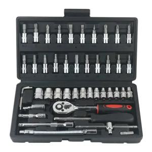 46pcs 자동차 수리 도구 키트 1/4 인치 소켓 세트 자동차 수리 도구 래칫 토크 렌치 콤보 자동 수리 세트 정비공 도구