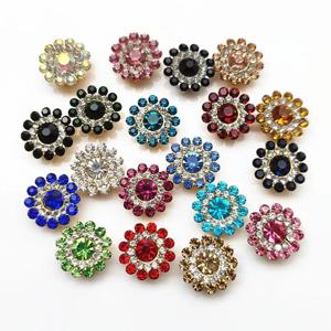 DIY 반짝이는 꽃 모양 크리스탈 유리 스톤 모자 액세서리, 라인석 단추, 의류 장식, 14mm, 10 개
