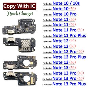 새로운 USB 충전 포트 독 충전기 커넥터 보드 Xiaomi Redmi Note 10 10s 11 12 13 Pro Plus 4G 5G 용 플렉스 케이블