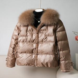 천연 리얼 여우 모피 칼라 90% 덕 다운 코트, 스트릿웨어 밍크 헤어, 두꺼운 웜 다운 재킷, 신상 패션, 겨울