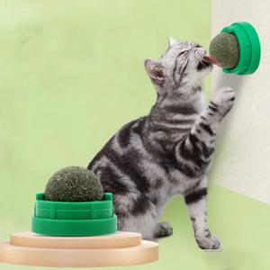 Catnip 고양이 벽 부착형 공 장난감, 스크래처, 건강한 자연 제거 공, 고양이 잔디 간식, 소화를 촉진
