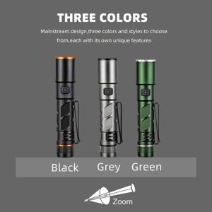 미니 줌 EDC 고휘도 펜 플래시라이트 USB 충전식 자석 휴대용 소형 손전등 야외 캠핑 하이킹 비상 조명