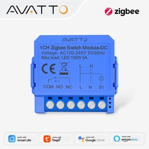 AVATTO Tuya WiFi/ZigBee 스마트 드라이 콘택트 모듈 AC 100-240V 스마트 홈 DIY 미니 모듈 Alexa Google 홈과 호환