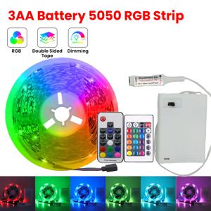 DC 5V RGB LED 스트립 5050 30LED/m 배터리 전원 IP21/IP65 IR RF 원격 제어 TV 백라이트 룸 장식용 유연한 테이프