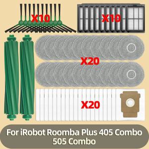 IRobot Roomba Plus 405 / 505 콤보 진공 청소기 부품에 적합한 걸레 천, 메인 사이드 브러시, 필터, 헤파 먼지 봉투 액세서리 교체품