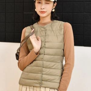 여성용 초경량 롱 다운 베스트, 캐주얼 슬림 웨이스트코트, 90% 화이트 덕다운 질레, 2025 신상 패션, 핫세일