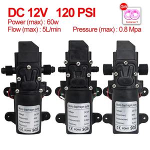 고압 다이어프램 펌프 미니 전기 자체 프라이밍 펌프 물 세탁기 살충제 스프레이, DC12V 120PSI 60W 5L/Min