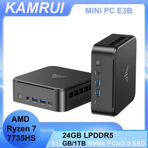 카므루이 미니 게이밍 PC AMD 라이젠7 7735HS 24GB LPDDR5 512GB/1TB M.2 SSD 마이크로 데스크탑 컴퓨터 최대 4.75GHz WiFi 6 BT5.2 4K PC