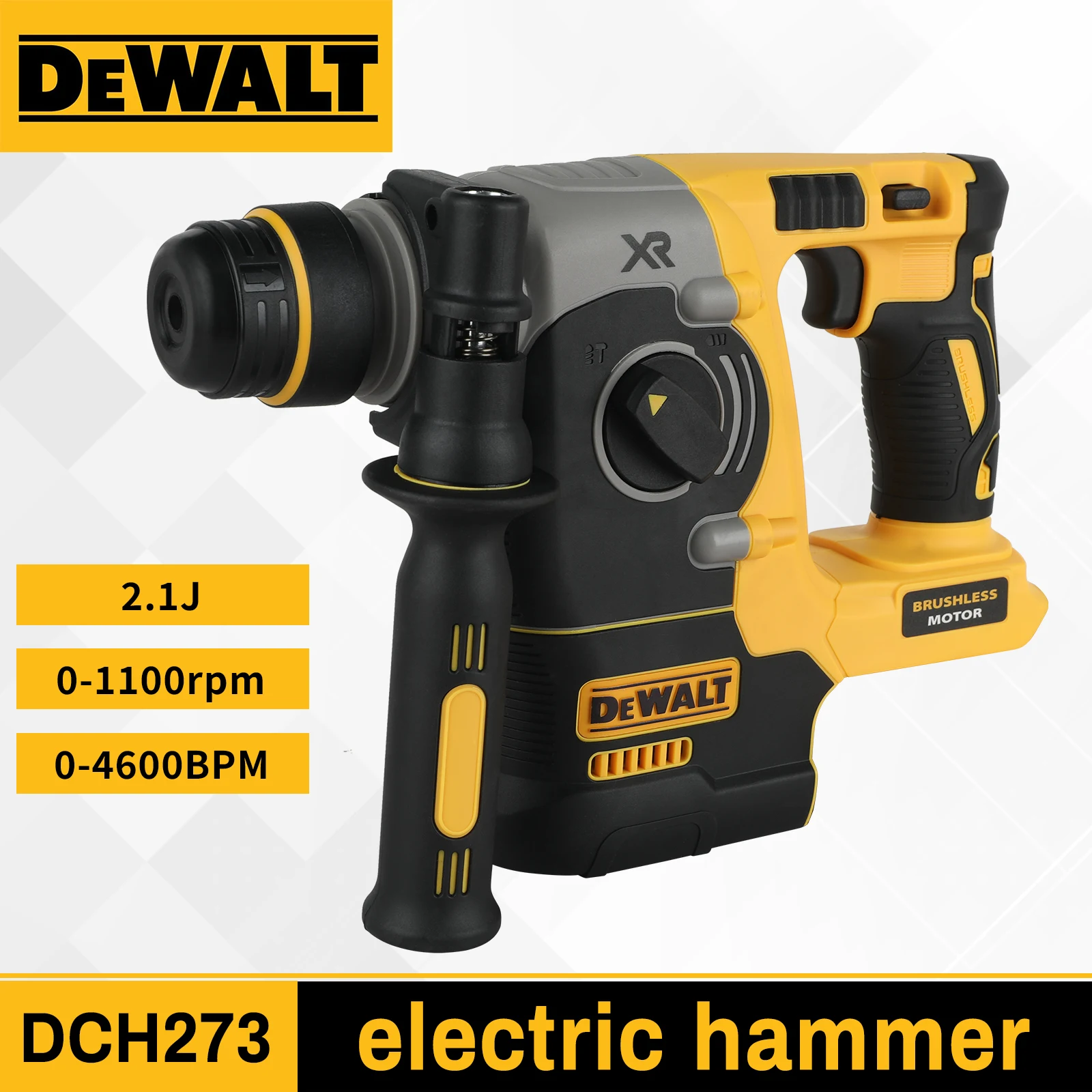 디월트 DCH273 20V 6.0Ah 브러시리스 SDS-플러스 로터리 해머 2.1J 360 °   콘크리트 드릴링을 위한 무단속 속도 조절