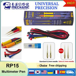 MECHANIC RP15 멀티미터 펜 1000V 20A 교체 가능한 0.1/0.2mm 바늘 프로브 전자 수리용 부드러운 실리콘 와이어
