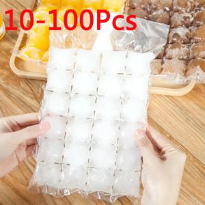 10-100개/팩 일회용 얼음 주머니 격자형 얼음 큐브 몰드 바 셀프 실링 아이스 트레이 백 얼음 큐브 박스 식용 냉동 얼음 큐브