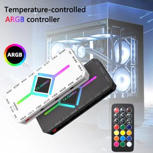 PC ARGB 케이스 팬 컨트롤러 - 리모컨 버전 ARGB/PWM 겸용 허브 마더보드 동기화 SATA 전원 공급