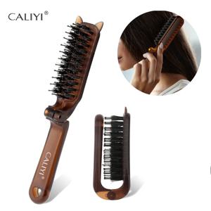 CALIYI 1/2PCS 접이식 헤어 빗 휴대용 멧돼지 강모 헤어 브러시 헤어 브러시 헤드 마사지 여행용 빗 헤어 스타일링 액세서리