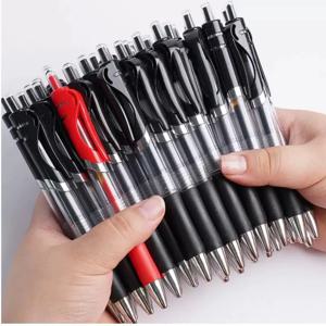 23pcs 개폐식 볼펜 대용량 0.5mm 볼펜 블랙/레드/블루 교체 가능 리필 문구 학교 용품