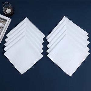 6/12Pcs 화이트 코튼 손수건 부드러운 솔리드 컬러 신사 DIY 빈 손수건 우아한 미니멀리스트 선물 액세서리