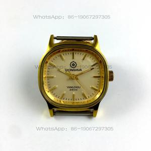 양주 시계 공장 치옹화 브랜드 노란색 케이스 노란색 다이얼 수동 기계식 시계 34mm