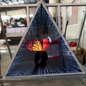 맞춤형 3D LED 미러 댄스 플로어 IP65 화이트/웜 화이트 UV 유리 바디 인피니티 월 패널 DMX512 무빙 일루전 댄스 스튜디오