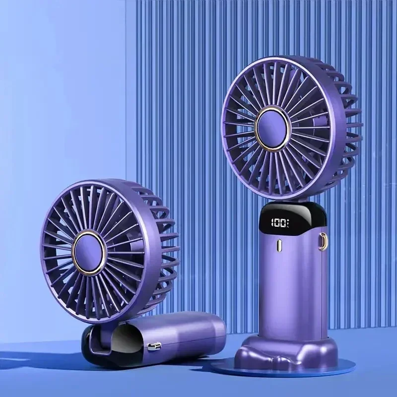 휴대용 핸드헬드 개인용 충전식 선풍기 LED 디지털 디스플레이 90 ° 조절 가능한 충전식 선풍기, 5단 속도 바람 미니 아로마테라피