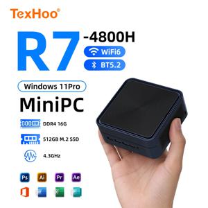 텍스후 미니 PC 컴퓨터 게이밍 AMD 라이젠7 4800H 5800H 16G DDR4 2666MHz 512G NVMe SSD 포켓 듀얼 HDMI LAN WIFI6 BT5.2 NUC 오피스