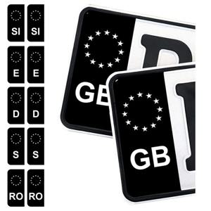 2개입 번호판 검정 스티커 D E GB NL PL DK CZ SK EU 필드 필름 트레일러 카라반 버스 모든 표준 크기 비닐 데칼에 적합