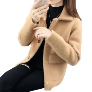 여성용 모조 밍크 벨벳 코트, 한국 어머니 재킷, 모조 밍크 스웨터, 여성 가디건 버튼, 2024 용수철 가을 신상