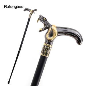 골든 블랙 뱀 머리 물고 걷는 지팡이, 우아한 코스프레 지팡이 손잡이, 신사 패션, 93cm