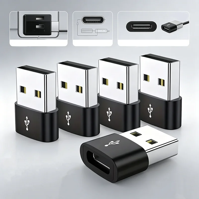 5개입 OTG USB to USB C 어댑터, 견고한 금속 소재, 아이폰, 아이패드, 삼성 S23, 아이워치, 에어팟 등 범용 호환