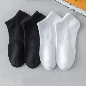 5 쌍 순수 코튼 여름 남성용 보트 양말 블랙 화이트 솔리드 컬러 흡수 여성용 냄새 방지 통기성 로우 컷 스포츠 양말
