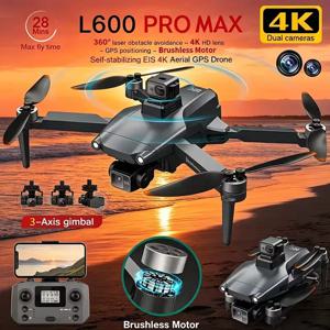 HOT-4K 프로페셔널 HD 듀얼 카메라 신형 L600 PRO MAX GPS 드론 5KM 3축 짐벌 360도 장애물 회피 브러시리스 쿼드콥터 장난감