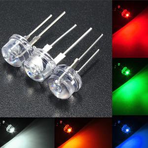 10pcs f8 밀짚 모자 Led 다이오드 빛 8mm 광각 투명 Led 램프 0.5w 3.0-3.2v 흰색 빨간색 녹색 노란색 파란색