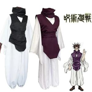 Jujutsu JJK 만화 애니메이션 Choso 코스프레 의상 보라색 조끼 목 각반 벨트 흰색 탄성 바지 탑 선물