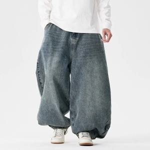 streetwear 남성 와이드 레그 데님 바지 하라주쿠 헐렁한 청바지 남성 캐주얼 오버 사이즈 진 바지 남성 패션 대형 5xl