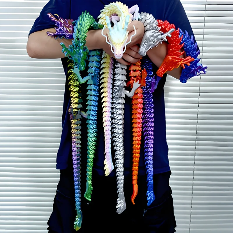 88CM 3D 프린팅 보석 드래곤 크리스탈 피젯 토이 회전 가능한 관절형 드래곤 ADHD 어린이를 위한 선물 생일 선물로 완벽